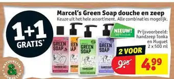 Kruidvat Marcel's Green Soap douche en zeep  2 st aanbieding