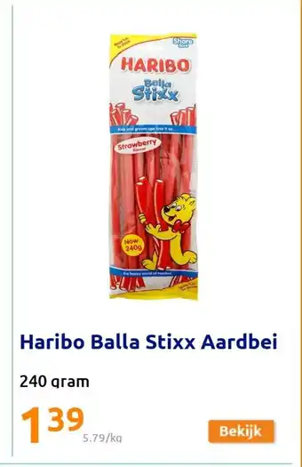 Action Haribo Balla Stixx Aardbei 240 gram aanbieding