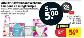 Kruidvat Alle Kruidvat maandverband, tampons en inlegkruisjes 5 st aanbieding