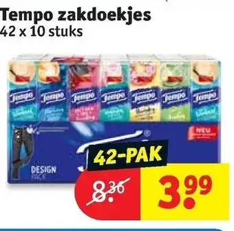 Kruidvat Tempo Zakdoekjes 42*10st aanbieding