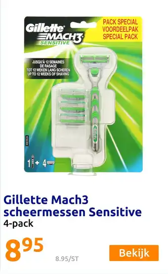 Action Gillette Mach3 scheermessen Sensitive aanbieding