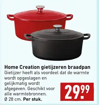 ALDI Home Creation gietijzeren braadpan 28 cm aanbieding