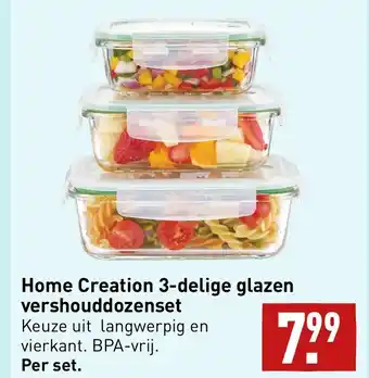 ALDI Home Creation 3-delige glazen vershouddozenset aanbieding