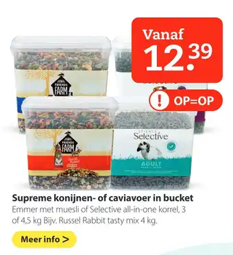 Boerenbond Supreme konijnen- of caviavoer in bucket aanbieding