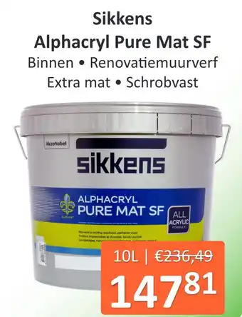 De Verfzaak Sikkens Alphacryl Pure Mat SF aanbieding