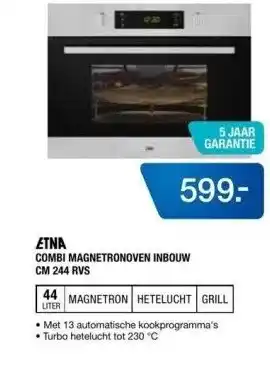 Electroworld Etna combi magnetronoven inbouw cm 244 rvs aanbieding