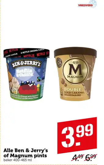 Coop Alle Ben & Jerry's of Magnum pints aanbieding