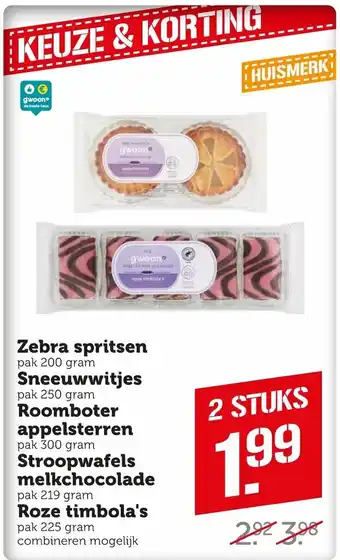 Coop Zebra spritsen pak 200 gram 2 stuks aanbieding