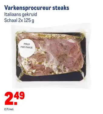 Makro Varkensprocureur steaks italiaans gekruid schaal 2x 125 g aanbieding