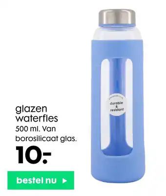 HEMA glazen waterfles aanbieding