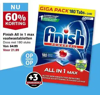 Hoogvliet Finish all in 1 max vaatwastabletten aanbieding