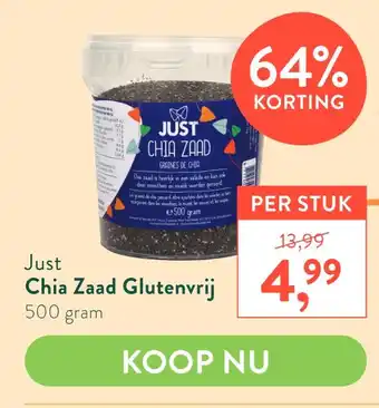 Holland & Barrett Just Chia Zaad Glutenvrij 500 gram aanbieding