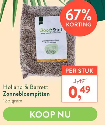 Holland & Barrett Holland & Barrett Zonnebloempitten 125 gram aanbieding