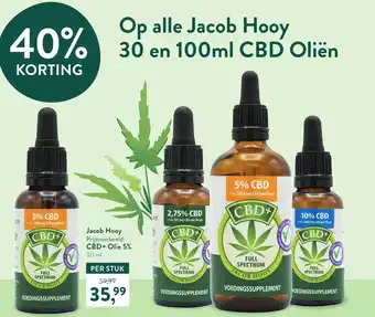 Holland & Barrett Op alle Jacob Hooy 30 en 100ml CBD Oliën aanbieding