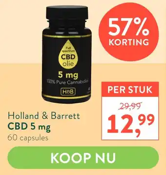 Holland & Barrett Holland & Barrett CBD 5 mg 60 capsules aanbieding