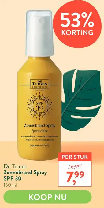 Holland & Barrett De Tuinen Zonnebrand Spray SPF 30 150 ml aanbieding