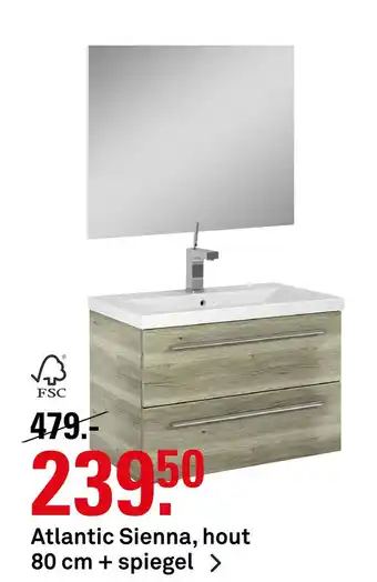 Karwei Atlantic Sienna, hout 80 cm + spiegel aanbieding