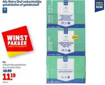 Makro Ambachtelijke alle metro chef gehaktballen of gehaktstaaf aanbieding