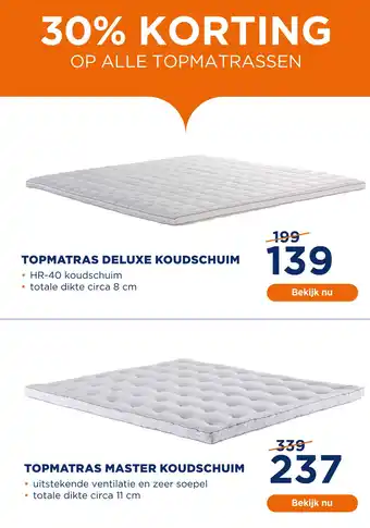 TotaalBED 30% korting op alle topmatrassen aanbieding