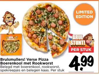 Vomar Voordeelmarkt Brulsmulles! verse pizza boerenkool met rookworst aanbieding