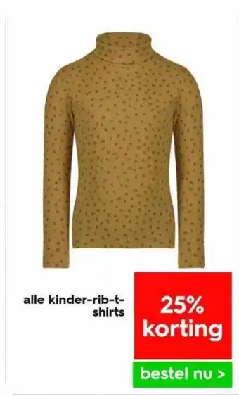 HEMA Alle kinder-rib-t-shirts 25% korting aanbieding