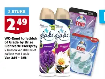 Hoogvliet WC-eend toiletblok of glade by brise luchtverfrisserspray 300ml aanbieding