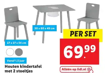 Lidl Houten kindertafel met 2 stoeltjes aanbieding