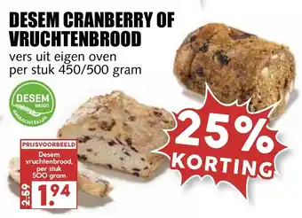 MCD Supermarkt Desem cranberry of vruchtenbrood 450/500g aanbieding