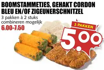 MCD Supermarkt Boomstammetjes, Gehakt Cordon Bleu en/of Zigeunerschnitzels 3*2st aanbieding