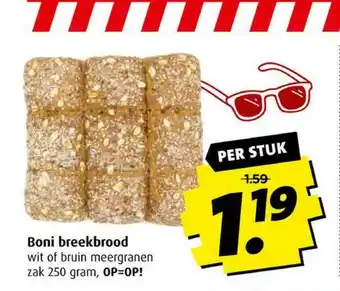 Boni Boni breekbrood wit of bruin meergranen 250 gram aanbieding