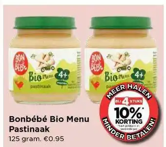 Vomar Voordeelmarkt Bonbébé bio menu pastinaak 125 gram aanbieding