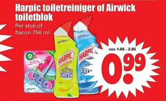 Dirk Harpic toiletreiniger of airwick toiletblok 750 ml aanbieding