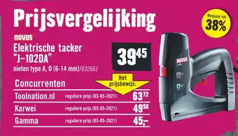 Hornbach novus Elektrische tacker "J-102DA" aanbieding