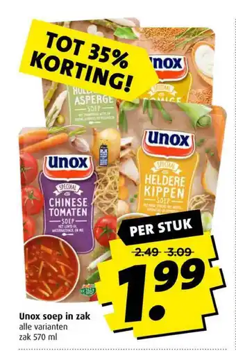 Boni Unox soep in zak 570 ml aanbieding