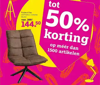 Leen Bakker Fauteuil clay aanbieding