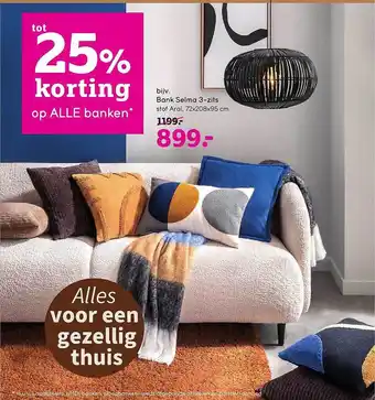 Leen Bakker Bank selma 3-zits tot 25% korting aanbieding