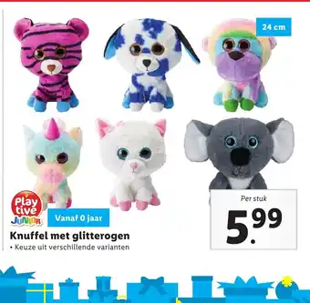 Lidl Knuffel met glitterogen aanbieding