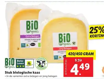 Lidl Stuk biologische kaas 420g aanbieding