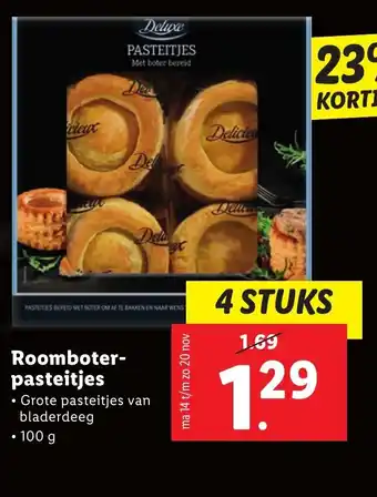 Lidl Roomboter- pasteitjes 100g aanbieding