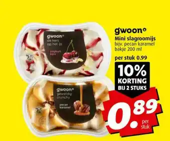 Boni Gwoon mini slagroomijs 200 ml aanbieding