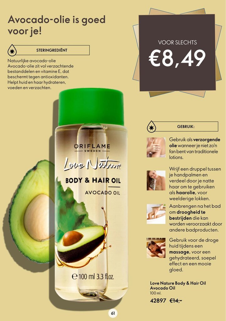 Love Nature Body & Hair Oil Avocado Oil aanbieding bij Oriflame