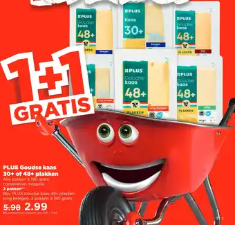 PLUS Plus goudse kaas 30+ of 48+ plakken aanbieding