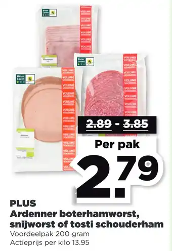 PLUS Plus ardenner boterhamworst, snijworst of tosti schouderham aanbieding