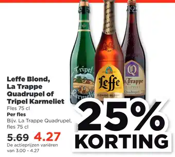 PLUS Leffe blond, la trappe quadrupel of tripel karmeliet aanbieding