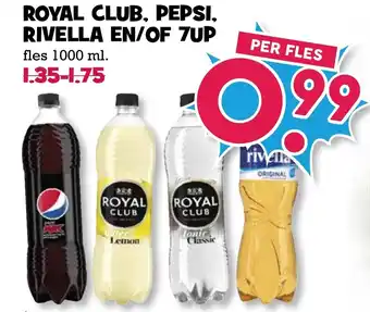 Boon`s Markt Royal Club, Rivella, Pepsi of 7UP 1L aanbieding