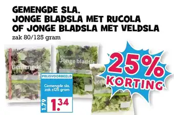 Boon`s Markt Gemengde Sla, jonge bladsla met rucola of jonge bladsla met veldsla 80/125g aanbieding