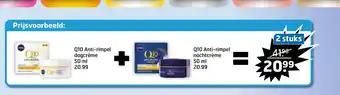 Trekpleister Nivea Q10 Anti-rimpel dagcreme 50 ml+ Nivea Q10 Anti-rimpel nachtcreme 50 ml 2 stuks aanbieding