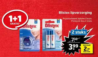 Trekpleister Blistex lipverzorging 1+1 Gratis 2 stuks aanbieding