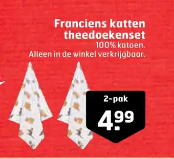 Trekpleister Franciens katten theedoekenset 2-pak aanbieding