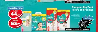 Trekpleister Pampers Big Pack luiers en broekjes 4 pakken aanbieding